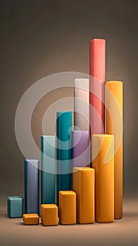 Colorful 3D Bar Chart Representing Business Growth and Data Analysis