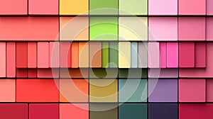 Colorful 3D blocks arranged in a gradient pattern create a vibrant abstract background, AI