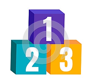 3D Number Blocks Icon 1 2 3