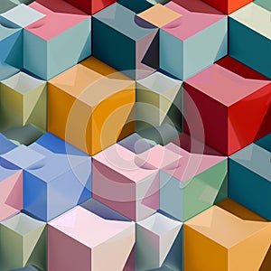 Colorful 3D Cubes Geometric Pattern Seamless Abstract Design for Digital Art photo