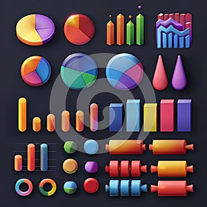 Colorful 3D Graphical Elements for Data Visualization Projects