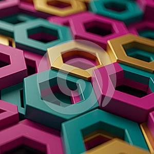 Colorful 3D Hexagonal Geometric Background