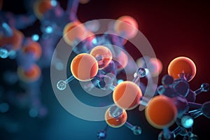 Colorful 3D illustration depicting the microscopic process of polymerization