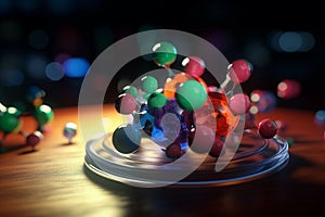 Colorful 3D illustration depicting the microscopic process of polymerization