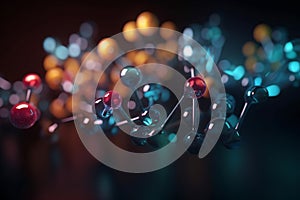 Colorful 3D illustration depicting the microscopic process of polymerization