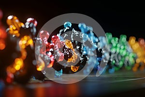 Colorful 3D illustration depicting the microscopic process of polymerization