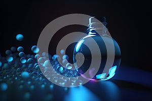 Colorful 3D illustration of the esterification process in a glass flask