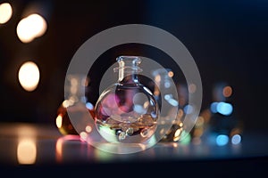 Colorful 3D illustration of the esterification process in a glass flask