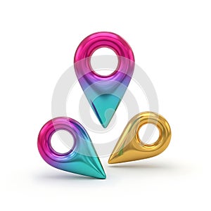 Colorful 3d location pointers on a white background