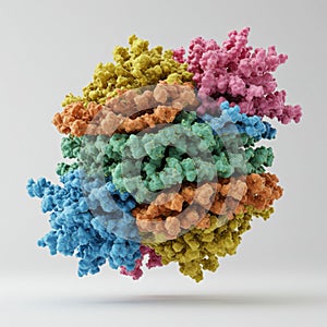 Colorful 3D Model of a Complex Protein Structure