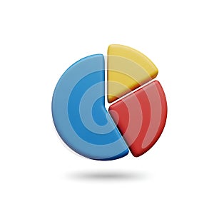Colorful 3d pie chart with three segments