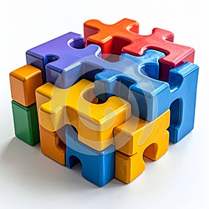 Colorful 3D Puzzle Cube Representing a Solution