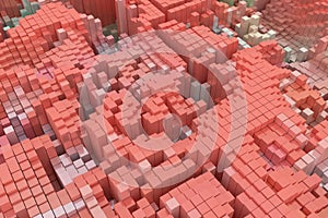 Colorful 3D rendering. Shape composition, geometric structure, b