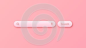 Colorful 3d search bar template. Internet browser engine with search box, address bar and text field. UI design, website