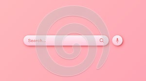 Colorful 3d search bar template. Internet browser engine with search box, address bar and text field. UI design, website