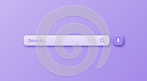 Colorful 3d search bar template. Internet browser engine with search box, address bar and text field. UI design, website