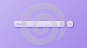Colorful 3d search bar template. Internet browser engine with search box, address bar and text field. UI design, website