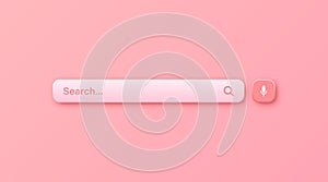 Colorful 3d search bar template. Internet browser engine with search box, address bar and text field. UI design, website