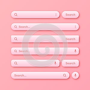 Colorful 3d search bar templates. Internet browser engine with search box, address bar and text field. UI design
