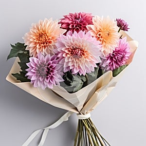 Colorful Dahlia Bouquet: Organic, Moody Monotones, Wrapped, Iconic