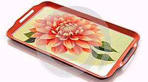 Colorful Dahlia Serving Tray With Realistic Anime Style Zinnia photo