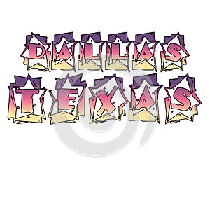Colorful Dallas Texas made with Stars text font photo