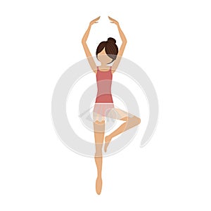 Colorful dancer pirouette fifth position