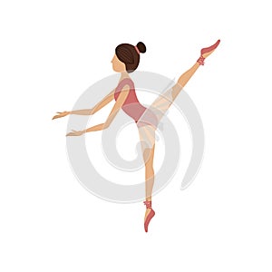 Colorful dancer pose fifth arabesque