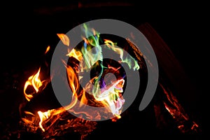 Colorful Dancing Flames Campfire