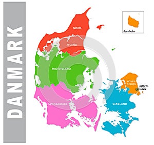 Colorful Danmark administrative and political map photo