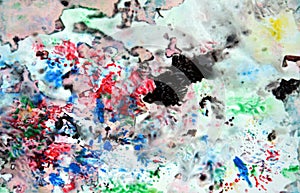 Colorful dark black pink blue pink colors and hues. Abstract wet paint background. Painting spots.