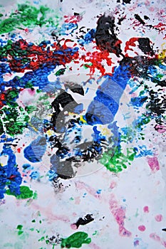 Colorful dark blue pink colors and hues. Abstract wet paint background. Painting spots.