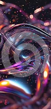 colorful dark holo glass waves background and wallpaper