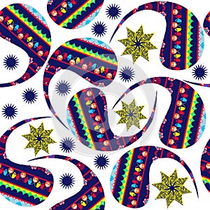 Colorful dark Paisley seamless pattern and seamless pattern in s