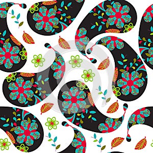 Colorful dark Paisley seamless pattern and seamless pattern in s