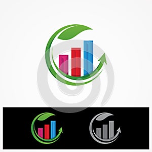 Colorful data tools finance diagram and graphic on the round leaf