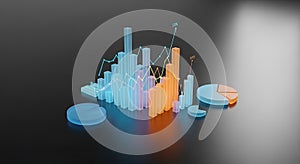 Colorful Data Visualization Charts and Graphs on Dark Background