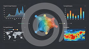 Colorful data visualization of global trends and statistics