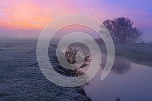 Colorful dawn on the river