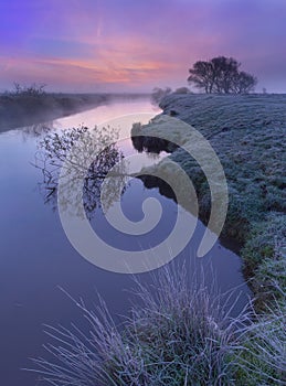 Colorful dawn on the river