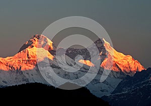 Colorful dawn scene on mount Nanda devi