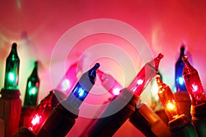 Colorful De focused circles electric light bulbs and lights background