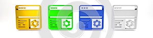 Colorful Debugging icon isolated on white background. Debugging tool. Magnifying glass on bug programming. Testing and