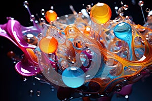 Colorful deconstructed drop or splash of water