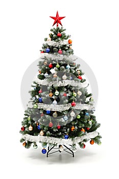 Colorful decorated artificial Christmas tree