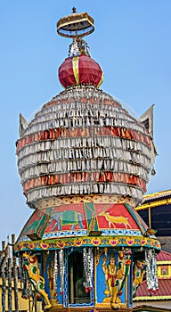 Colorful , decorated charriot top at Udupi Shri Krishna temple