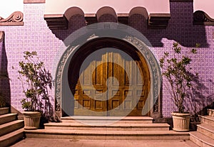 Colorful decorated door of a church ancient