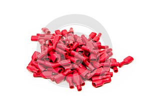 Red rubber plug on white background. photo