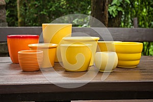 Colorful decorative ceramic planting pots