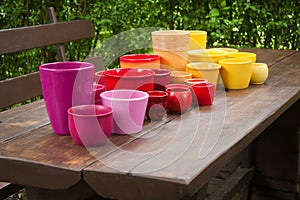 Colorful decorative ceramic planting pots